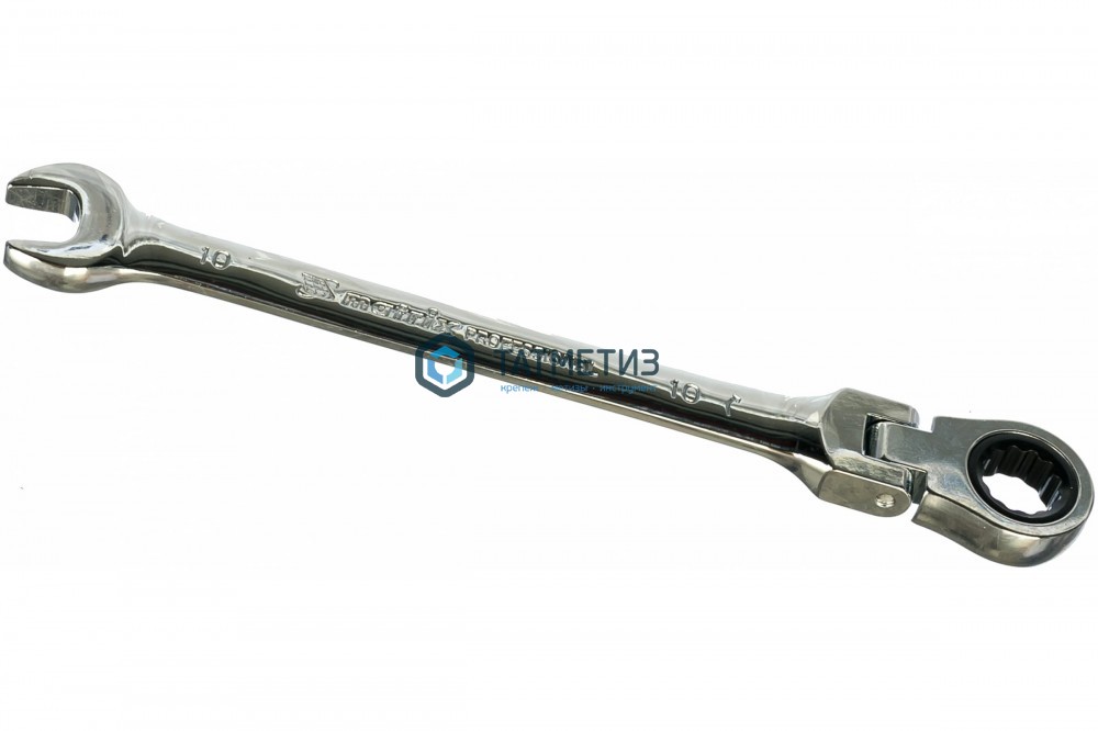 Ключ комбинированный трещоточный, 19мм, CrV, шарнирный, зерк.хром// Matrix -  магазин «ТАТМЕТИЗ»