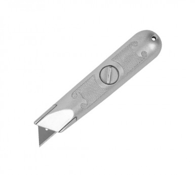 Нож ЗУБР "МАСТЕР" с трапециевидным лезвием тип А24, метал. корпус, выдвижное лезвие с автоматической -  магазин «ТАТМЕТИЗ»