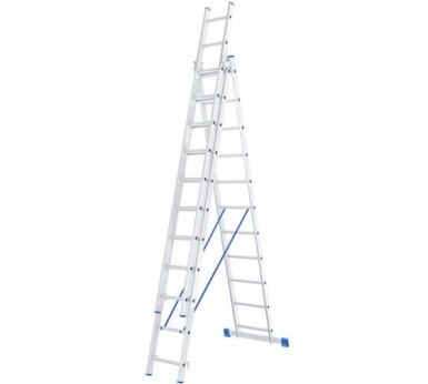 Лестница, 3 х 11 ступеней, алюминиевая, трехсекционная // СИБРТЕХ // Pоссия -  магазин «ТАТМЕТИЗ»