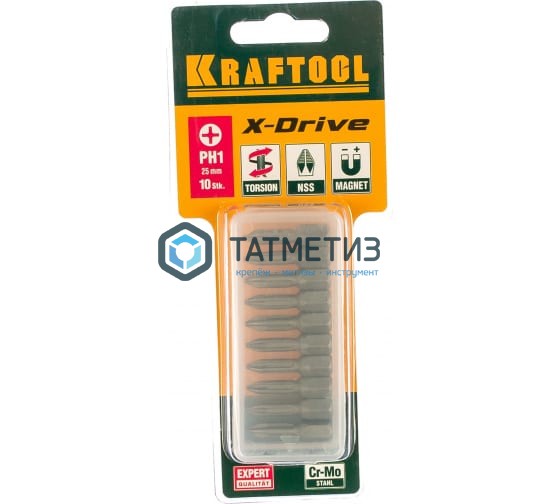 Бита PH1- 25, KRAFTOOL "X-DRIVE", 10шт/уп Бита PH1- 25, KRAFTOOL "X-DRIVE", 10шт/уп