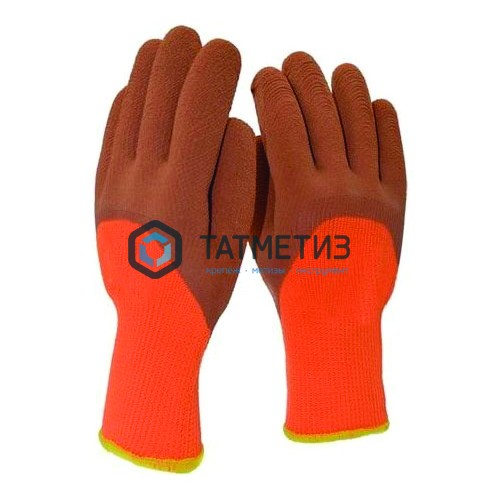 Перчатки акрил утепленные "Торро" 3/4 облива, вспен.латекс, ОРАНЖ.- КОРИЧ. -  магазин крепежа «ТАТМЕТИЗ»