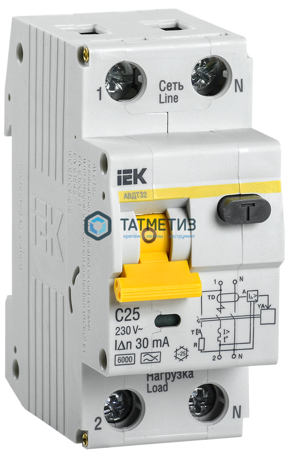 Выключатель автоматический дифференциального тока 2п C 25А 30мА тип A 6кА АВДТ-32 (1P+N) IEK -  магазин «ТАТМЕТИЗ»