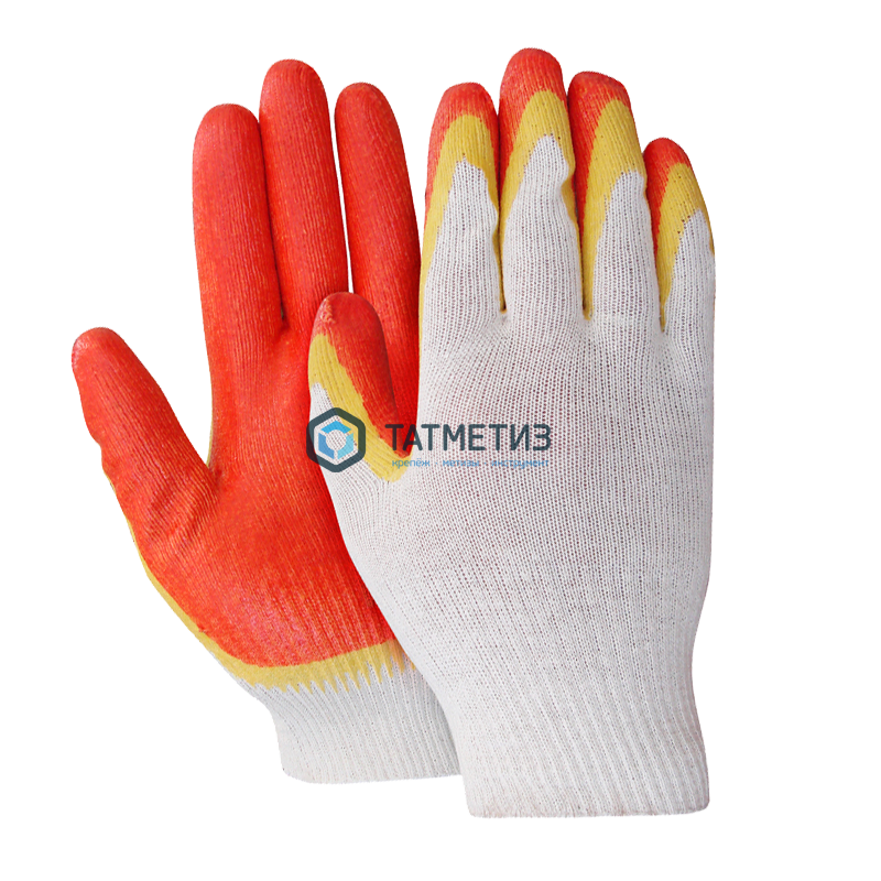Перчатки трик. х/б с ДВОЙНЫМ латекс.покрытием, красные, И/У -  магазин крепежа «ТАТМЕТИЗ»