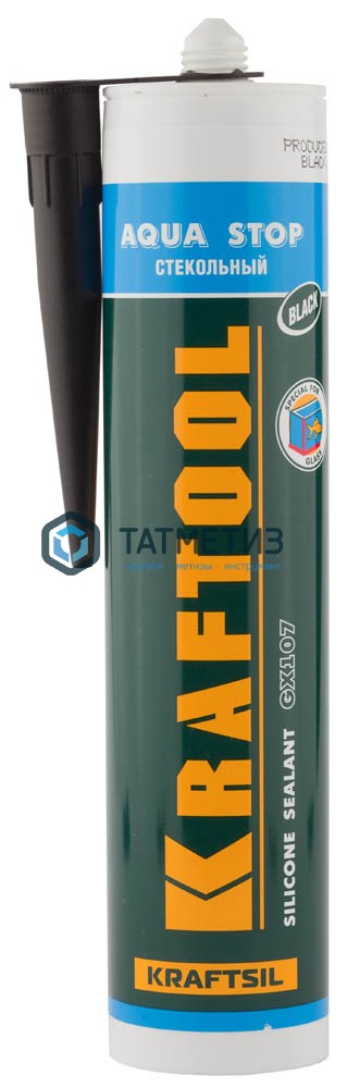 Герметик KRAFTOOL KRAFTSeal GX107 "AQUA STOP" силиконовый стекольный, ЧЕРНЫЙ, 300мл Герметик KRAFTOOL KRAFTSeal GX107 "AQUA STOP" силиконовый стекольный, ЧЕРНЫЙ, 300мл