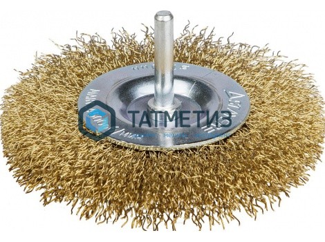 Щетка для дрели дисковая 50 мм, MIRAX витая стальная латунированная проволока 0,3 мм Щетка для дрели дисковая 50 мм, MIRAX витая стальная латунированная проволока 0,3 мм