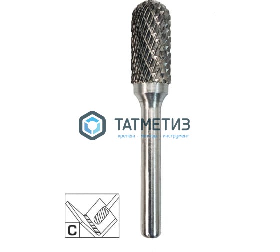 Борфреза твердосплавная №170, 10 х 20 х 65 мм, d хв.= 6 мм, Форма C - со сферическим торцом, Двойная Борфреза твердосплавная №170, 10 х 20 х 65 мм, d хв.= 6 мм, Форма C - со сферическим торцом, Двойная