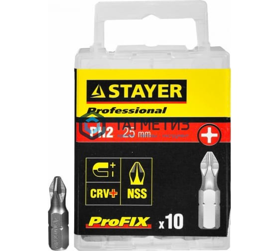 Биты STAYER, хвостовик C 1/4", TORX 8, 25мм, 10шт Биты STAYER, хвостовик C 1/4", TORX 8, 25мм, 10шт
