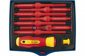 Набор отвертка со сменными жалами, диэлектрическая до 1000 В, 9 предм., CrV// Сибртех -  магазин крепежа «ТАТМЕТИЗ»