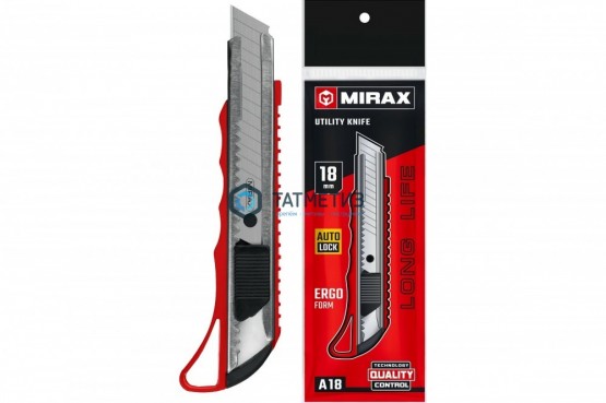 Нож, 18 мм, с автостопом, сегмент. лезвия, MIRAX | «ТАТМЕТИЗ» Нож, 18 мм, с автостопом, сегмент. лезвия, MIRAX - магазин крепежа «ТАТМЕТИЗ»