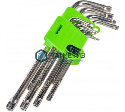 Набор ключей имбусовых TORX-TORX Tamper, T10-T50, 9 шт, 45x, закаленные, удлиненные, никель//Сибртех -  магазин крепежа «ТАТМЕТИЗ»