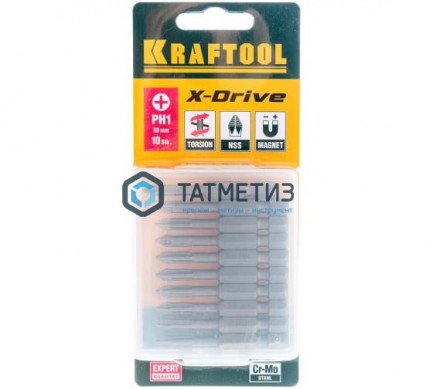 Бита  PH1- 50, KRAFTOOL "X-DRIVE", 10шт/уп -  магазин крепежа «ТАТМЕТИЗ»