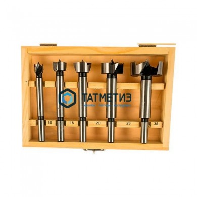 Набор сверл ФОРСТНЕРА по дереву, 10-15-20-25-35 мм, в дерев. боксе, цилин.хвостовик, 5 шт// SPARTA -  магазин крепежа «ТАТМЕТИЗ»