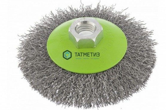 Щетка для УШМ тарелка 100 мм, М14, витая проволока 0,3 мм// Сибртех -  магазин крепежа «ТАТМЕТИЗ»
