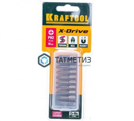 Бита  PH2- 25, KRAFTOOL "X-DRIVE", 10шт/уп -  магазин крепежа «ТАТМЕТИЗ»