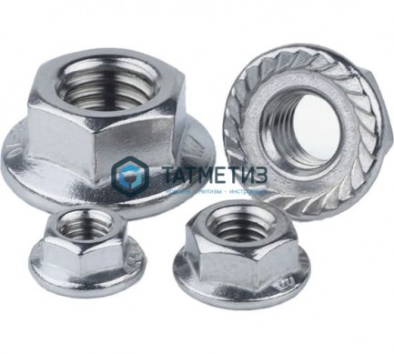 Гайка с фланцем DIN 6923, оц М10 (уп 25 кг / 2500 шт)* | «ТАТМЕТИЗ» Гайка с фланцем DIN 6923, оц М10 (уп 25 кг / 2500 шт)* - магазин крепежа «ТАТМЕТИЗ»