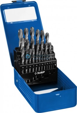 Набор сверл по металлу, 1-13 мм, ЗУБР ПРОФ-В, 25 шт, сталь Р6М5, класс В, мет.бокс -  магазин крепежа «ТАТМЕТИЗ»