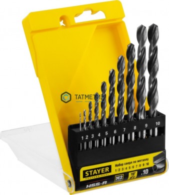 Набор сверл по металлу, 1-10 мм, 10 шт, сталь P6M5, класс В, STAYER HSS-R, Professional -  магазин крепежа «ТАТМЕТИЗ»