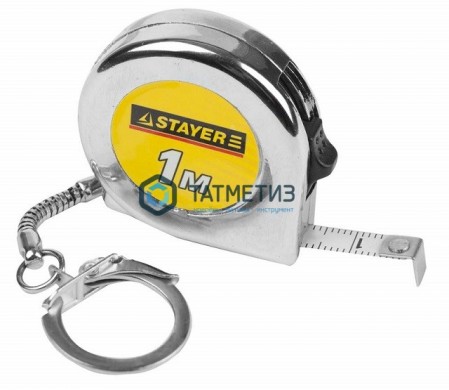 Рулетка-брелок STAYER "MINI", цвет хромовый, 1мх6мм -  магазин крепежа «ТАТМЕТИЗ»