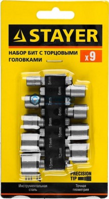 Набор бит с торцевой головкой, в держателе, 9 предметов STAYER "MASTER" -  магазин крепежа «ТАТМЕТИЗ»