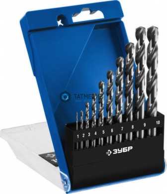 Набор сверл по металлу, 1-10 мм, 10 шт, Р6М5, кл А, ЗУБР Профессионал | «ТАТМЕТИЗ» Набор сверл по металлу, 1-10 мм, 10 шт, Р6М5, кл А, ЗУБР Профессионал - магазин крепежа «ТАТМЕТИЗ»