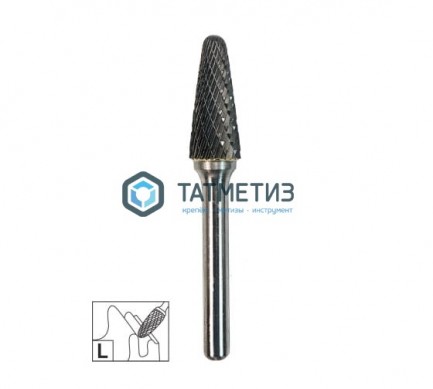Борфреза твердосплавная №475, 3 х 10 х 38 мм, d хв.= 3 мм, Форма L - конус с радиусом, Двойная заточ -  магазин крепежа «ТАТМЕТИЗ»
