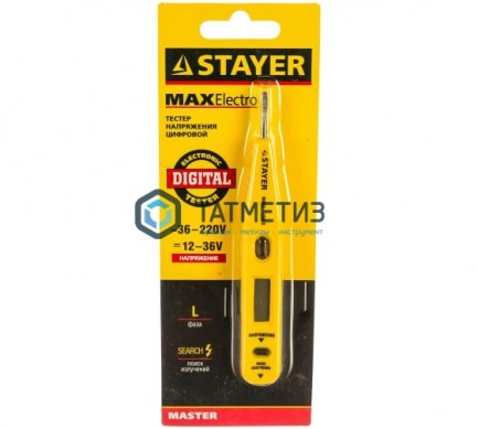 Тестер напряжения STAYER "MASTER" цифровой со световым индикатором, 12-220В, 125мм -  магазин крепежа «ТАТМЕТИЗ»