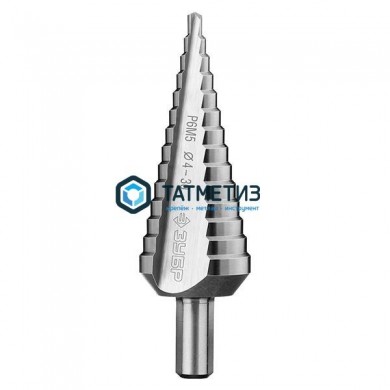 Сверло ступенчатое 4-30 мм 14 ступ по сталям и цвет.мет., Р6М5, L-100мм, 3-гран. хв.10мм ЗУБР -  магазин крепежа «ТАТМЕТИЗ»