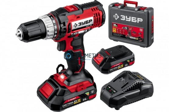 Дрель-шуруповерт 18 В, 2 АКБ (2Ач), в кейсе, ЗУБР -  магазин крепежа «ТАТМЕТИЗ»