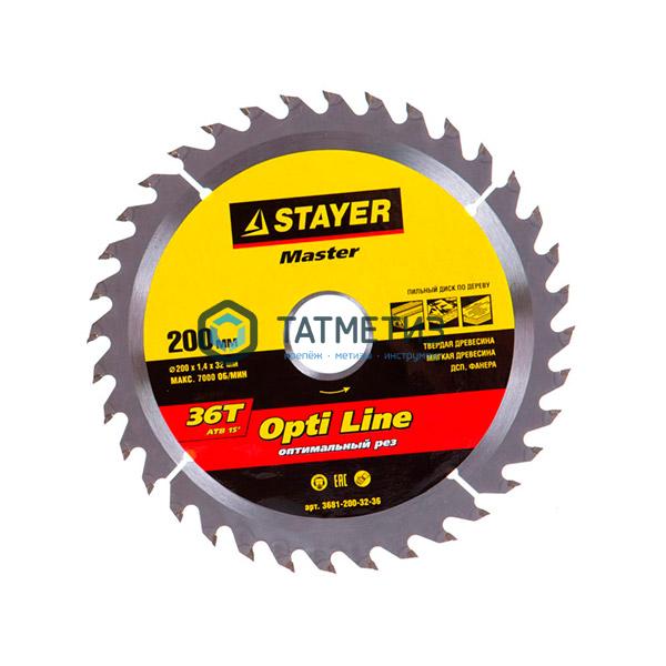 Диск пильный по дереву 200х32мм, 36Т STAYER MASTER "OPTI-Line" Диск пильный по дереву 200х32мм, 36Т STAYER MASTER "OPTI-Line"