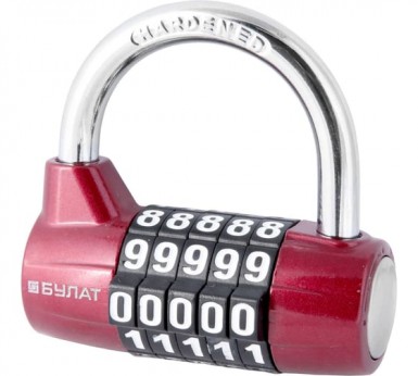 Замок навесной БУЛАТ ВС 655 кодовый красный d=7мм -  магазин крепежа «ТАТМЕТИЗ»