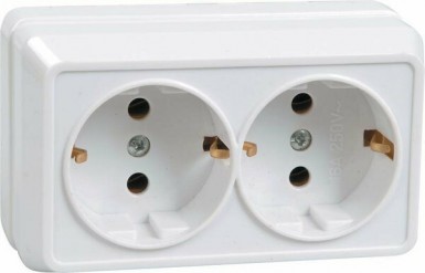 Розетка 2-м ОП Октава 16А РС22-3-ОБ с заземл. IP20 бел. ИЭК ERO21-K01-16-DC -  магазин крепежа «ТАТМЕТИЗ»