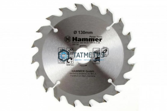 Диск пильный по дереву 130х20 16мм, 20Т Hammerflex 205-101 CSB WD | «ТАТМЕТИЗ» Диск пильный по дереву 130х20 16мм, 20Т Hammerflex 205-101 CSB WD - магазин крепежа «ТАТМЕТИЗ»