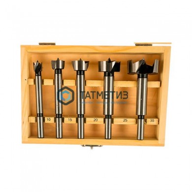 Набор сверл ФОРСТНЕРА по дереву, 10-15-20-25-35 мм, в дерев. боксе, цилин.хвостовик, 5 шт// SPARTA -  магазин крепежа «ТАТМЕТИЗ»