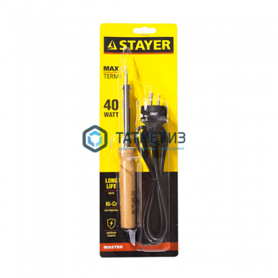Паяльник с деревянной рукояткой и долговечным жалом, конус 40 Вт STAYER MAXTerm -  магазин крепежа «ТАТМЕТИЗ»