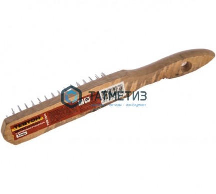 Щетка ТЕВТОН стальная с деревянной рукояткой, 4 ряда -  магазин крепежа «ТАТМЕТИЗ»