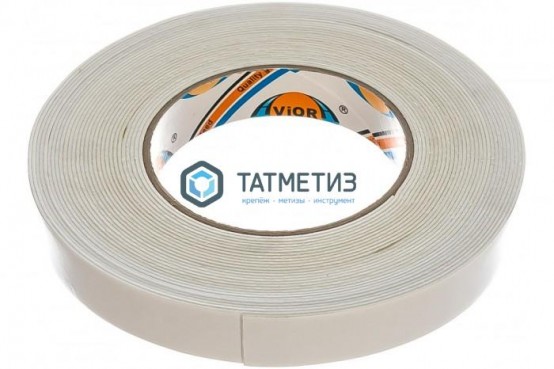 Лента двусторонняя, на вспененной основе 19 мм х 10 м, белая AVIORA | «ТАТМЕТИЗ» Лента двусторонняя, на вспененной основе 19 мм х 10 м, белая AVIORA - магазин крепежа «ТАТМЕТИЗ»