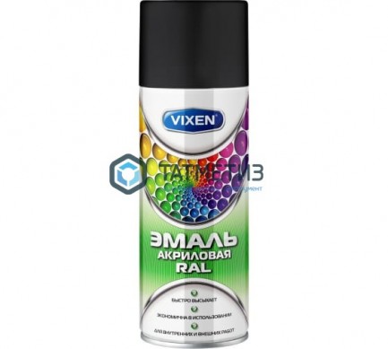 Краска аэроз. VIXEN  ЧЕРНЫЙ ЯНТАРЬ  матовая RAL 9005 520 ml./6 -  магазин крепежа «ТАТМЕТИЗ»