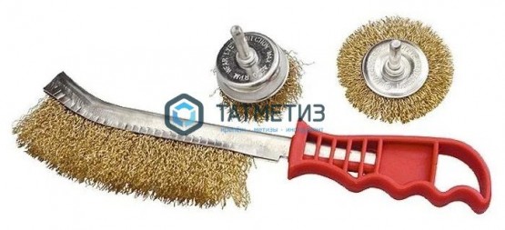 Набор щеток для дрели, 3 шт., 1 плоская, 65 мм , 50 мм "чашка", ручная металлическая // MATRIX -  магазин крепежа «ТАТМЕТИЗ»